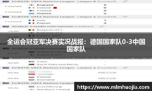 全运会冠亚军决赛实况战报：德国国家队0-3中国国家队